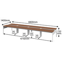 イトーキ サリダLFデスク フリーアドレスデスク 引出し無し ミディアムウッド 幅4800×奥行1400×高さ720mm 1台（12梱包）