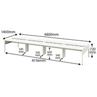 イトーキ サリダLFデスク フリーアドレスデスク 引出し無し ホワイト 幅4800×奥行1400×高さ720mm 1台（12梱包）