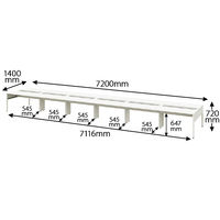 イトーキ サリダLFデスク フリーアドレスデスク 引出し無し ホワイト 幅7200×奥行1400×高さ720mm 1台（18梱包）
