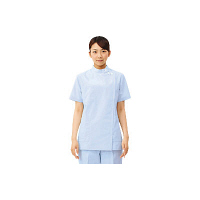 住商モンブラン ケーシー（レディス・半袖） ナースジャケット 医務衣 医療白衣 サックスブルー（水色） S 72-356（直送品）