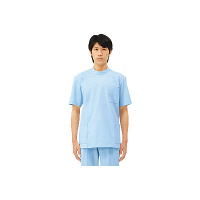 住商モンブラン ケーシー（メンズ・半袖） 医務衣 医療白衣 サックスブルー（水色） L 72-704（直送品）