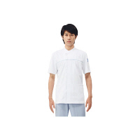 住商モンブラン ジャケット（メンズ・半袖） 医務衣 医療白衣 白/サックスブルー（水色） 3L 72-864（直送品）