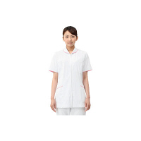 住商モンブラン ナースジャケット（半袖） 医療白衣 レディス 白/ピンク LL 73-1542（直送品）
