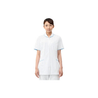 住商モンブラン ナースジャケット（半袖） 医療白衣 レディス 白/サックスブルー（水色） LL 73-1544（直送品）