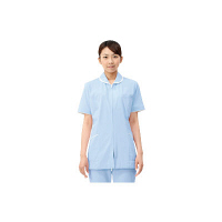 住商モンブラン ナースジャケット（半袖） 医療白衣 レディス サックスブルー（水色）/白 L 73-1566（直送品）