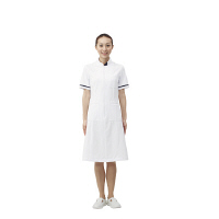 住商モンブラン ナースワンピース（半袖） 医療白衣 白/ネイビー M 73-1598（直送品）