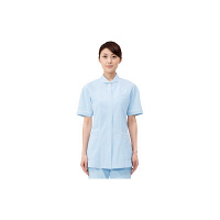 住商モンブラン ナースジャケット（半袖） 医療白衣 レディス サックスブルー（水色）/白 3L 73-1696（直送品）