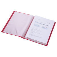 アスクル　クリアファイル　A4タテ　24ポケット　レッド　赤　固定式　クリアホルダー　ユーロスタイル  オリジナル