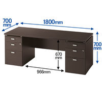 【組立設置込】ARAN WORLD EIDOS エイドス 両袖机 ダークブラウン 幅1800×奥行700×高さ700mm 1台（3梱包） オフィスデスク 事務机