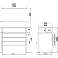 【車上渡し】アール・エフ・ヤマカワ スタッツィオーネカウンター  幅1100×奥行556×高さ1000mmRFCFC-1155NA 1台 受付台（直送品）