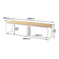 Ceha プレノデスクシステム フリーアドレスデスク 2連 引出し付き オーク天板/ホワイト脚 幅2800×奥行700×高さ720mm 1台 (8梱包)