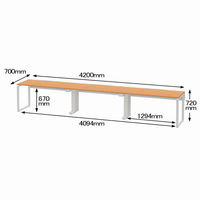 Ceha プレノデスクシステム フリーアドレスデスク 3連 引出し無し オーク天板/ホワイト脚 幅4200×奥行700×高さ720mm 1台 (9梱包)