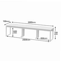 Ceha プレノデスクシステム フリーアドレスデスク 3連 引出し付きホワイト天板/ホワイト脚 幅3000×奥行700×高さ720mm 1台 (12梱包)