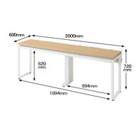 Ceha プレノデスクシステム フリーアドレスデスク 2連 引出し付き オーク天板/ホワイト脚 幅2000×奥行600×高さ720mm 1台 (8梱包)