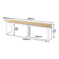 Ceha プレノデスクシステム フリーアドレスデスク 2連 引出し付き オーク天板/ホワイト脚 幅2400×奥行600×高さ720mm 1台 (8梱包)