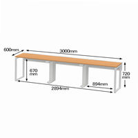 Ceha プレノデスクシステム フリーアドレスデスク 3連 引出し無し オーク天板/ホワイト脚 幅3000×奥行600×高さ720mm 1台 (9梱包)