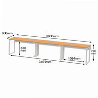Ceha プレノデスクシステム フリーアドレスデスク 3連 引出し無し オーク天板/ホワイト脚 幅3600×奥行600×高さ720mm 1台 (9梱包)
