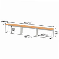 Ceha プレノデスクシステム フリーアドレスデスク 3連 引出し無し オーク天板/ホワイト脚 幅4200×奥行600×高さ720mm 1台 (9梱包)
