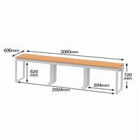 Ceha プレノデスクシステム フリーアドレスデスク 3連 引出し付きオーク天板/ホワイト脚 幅3000×奥行600×高さ720mm 1台 (12梱包)