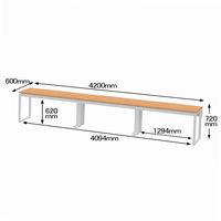 Ceha プレノデスクシステム フリーアドレスデスク 3連 引出し付き オーク天板/ホワイト脚 幅4200×奥行600×高さ720mm 1台 (12梱包)