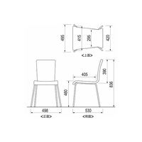 アール・エフ・ヤマカワ ファブリックチェア（背座:布張り スタッキング可能） オレンジ 1脚 幅498mm キャスター無し スタッキング