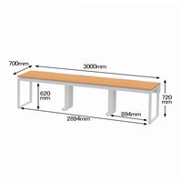 Ceha プレノデスクシステム フリーアドレスデスク 3連 引出し付きオーク天板/ホワイト脚 幅3000×奥行700×高さ720mm 1台 (12梱包)