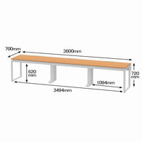 Ceha プレノデスクシステム フリーアドレスデスク 3連 引出し付き オーク天板/ホワイト脚 幅3600×奥行700×高さ720mm 1台 (12梱包)