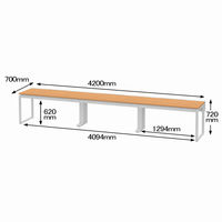 Ceha プレノデスクシステム フリーアドレスデスク 3連 引出し付き オーク天板/ホワイト脚 幅4200×奥行700×高さ720mm 1台 (12梱包)