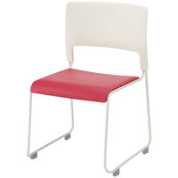 中央可鍛工業 MORループスタッキングチェア MO-27 ピンク 1箱(5脚入) オリジナル PVCレザー座 横連結 ミーティングチェア オリジナル