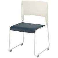 中央可鍛工業 MORループスタッキングチェア MO-27 ネイビー 1箱(5脚入) オリジナル PVCレザー座 横連結 ミーティングチェア オリジナル