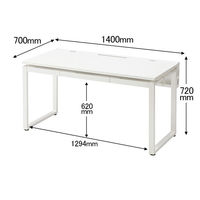 Ceha プレノデスクシステム 平机 引出し付き ホワイト天板/ホワイト脚 幅1400×奥行700×高さ720mm 1台 (4梱包)