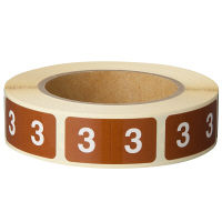 フィリオ　ナンバーラベル シール　カラー　ロールタイプ　「3」　MS-NRKR-3　1ロール（300片入）