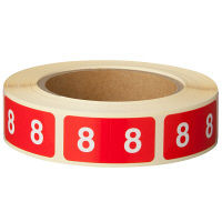 フィリオ　ナンバーラベル シール　カラー　ロールタイプ　「8」　MS-NRKR-8　1ロール（300片入）