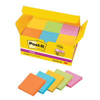 スリーエム(3M) ポストイット ふせん 付箋 強粘着 ノート 75mm×75mm ネオンカラー5色 1箱（60冊入） 6545SS-NE オリジナル