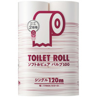 2倍巻 トイレットペーパー 6ロール入×8パック パルプ（ＦＳＣ認証紙） シングル 120mオリジナルトイレットロールソフト＆ピュア 1箱 アスクル オリジナル