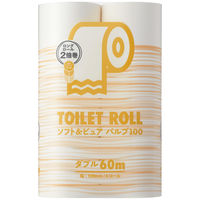 トイレットペーパー ダブル 2倍巻 60m 6ロール パルプ100％ ソフト&ピュア 1箱(8パック48ロール入) オリジナル品 王子ネピア オリジナル