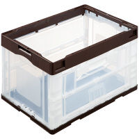 【折りたたみコンテナ】 アスクル他 扉付き折りたたみコンテナセット（50L長辺） ブラウン 1組  オリジナル