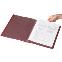 クリアファイル 固定式10ポケット 20冊 A4タテ 不透明表紙 レッド オリジナル