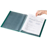 クリアファイル 固定式20ポケット 100冊 A4タテ 不透明表紙 グリーン オリジナル