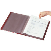 クリアファイル 固定式20ポケット 20冊 A4タテ 不透明表紙 レッド  オリジナル