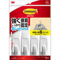 スリーエム(3M) コマンド フック 壁掛け 傷つけ ない きれいにはがせる L 耐荷重2.4kg 1パック（フック6個タブ12枚入） CM2L-6