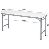 アイリスチトセ　折りたたみテーブル（棚なし）　ワイドタイプ　幅1500×奥行450×高さ700mm　ホワイト　1台 　（直送品）