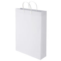 手提げ紙袋（マットフィルム貼り・ハッピータックタイプ）　平紐　白　LL　1セット（360枚：90枚入×4箱）　スーパーバッグ  オリジナル