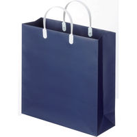 手提げ紙袋（マットフィルム貼り・ハッピータックタイプ）　平紐　紺　S　1セット（360枚：90枚入×4箱）　スーパーバッグ  オリジナル