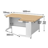 【組立設置込】プラス フラットライン L型デスク右用 幅1600×奥行1200×高さ700mm  天板メープル/脚ホワイト 1台（3梱包）（取寄品）