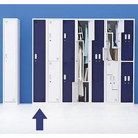 Ceha OAユニットロッカー シリンダー錠 ホワイト/ブルー 1連1人用 幅300×奥行500×高さ1790mm 1台（取寄品）