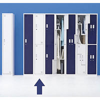 Ceha OAユニットロッカー シリンダー錠 ホワイト/ホワイト 1連2段2人用 幅300×奥行500×高さ1790mm 1台（取寄品）