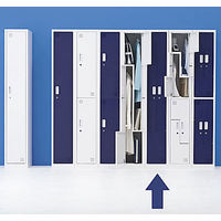 Ceha 抗菌 OAユニットロッカー シリンダー錠 2人用L型扉 ブルー×ホワイト 幅300×奥行500×高さ1790mm 1台（取寄品）