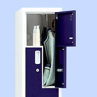 Ceha OAユニットロッカー シリンダー錠 ホワイト/ブルー 4人用L型扉 幅300×奥行500×高さ1790m 1台 （取寄品）