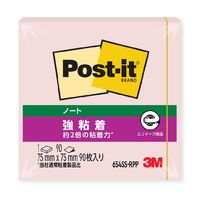 スリーエム(3M) ポストイット ふせん 付箋 強粘着・再生紙 ノート 75mm×75mm ピンク 1セット（3冊入） 654SS-RPP